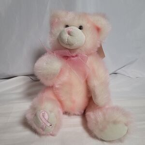 Build A Bear 14" Hopeful Wishes Pink Frosted Breast Cancer Awareness Plush Bear